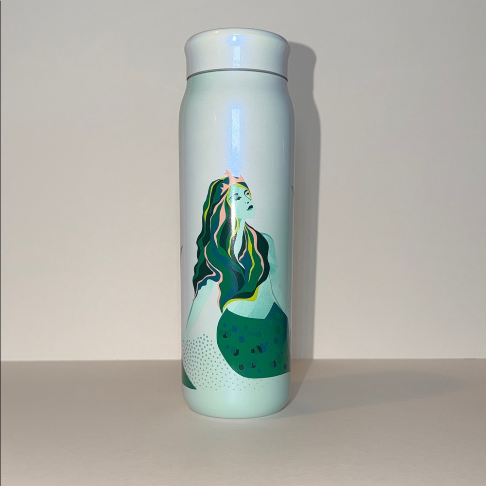 NWT Starbucks Pearlescent Stainless Steel Water Bottle Iridescent Pearl Lid 20oz